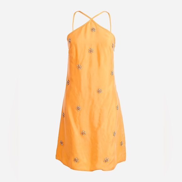 J. Crew Orange Embellished Halter Mini Dress - Picture 1 of 3